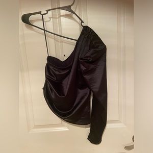 Express satin one shoulder shirt